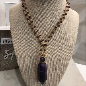 Amethyst Perfume Bottle Pendant Necklace